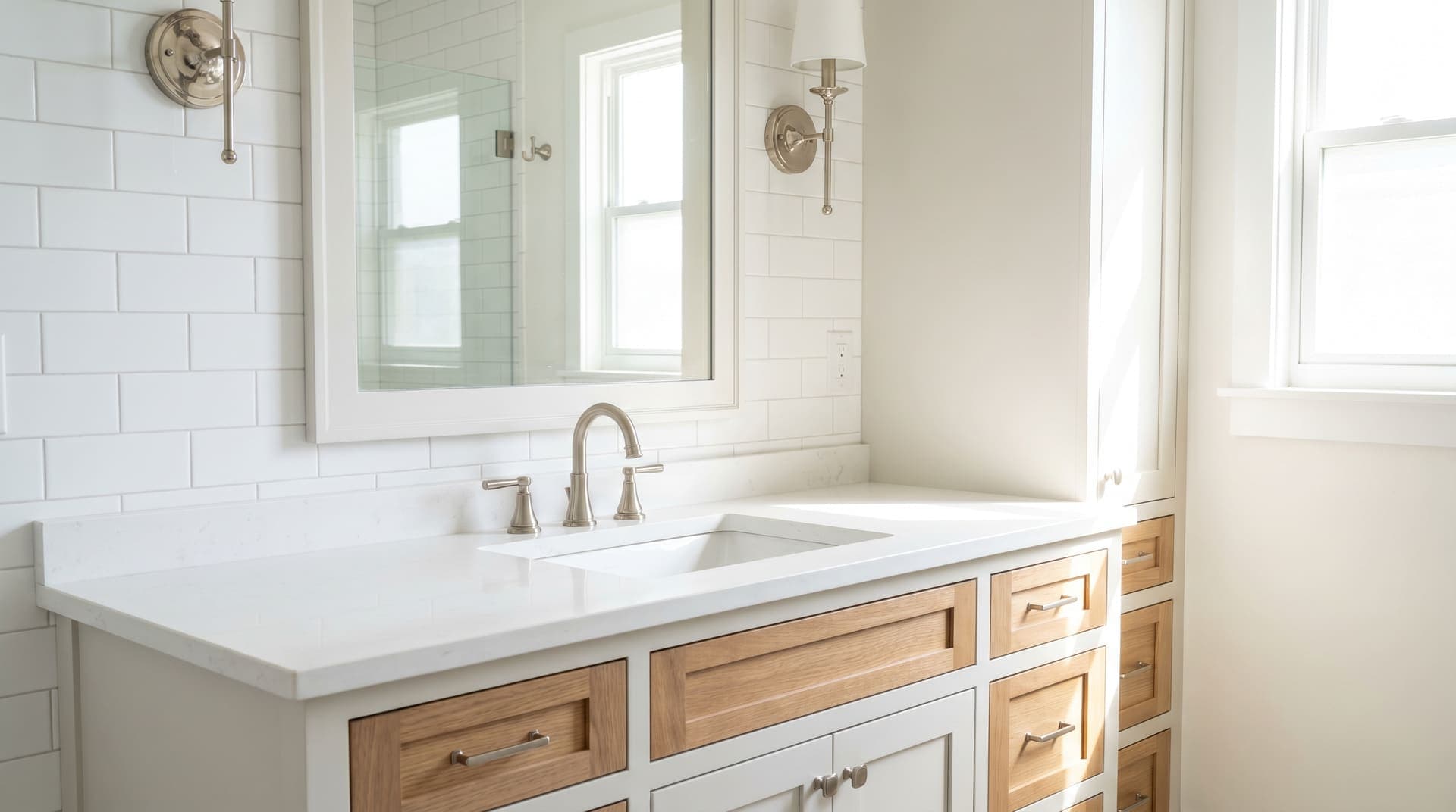 Custom Bathroom Vanities after renovation by KBDT